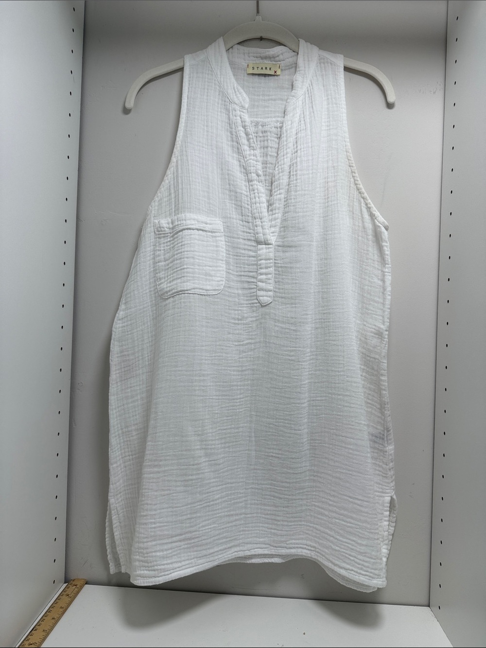 STARK X White Sleeveless Gauze Swim Coverup Tunic sz S